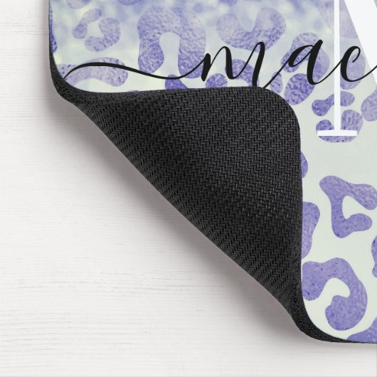 Blue Glitzer Leopard Print Mousepad (Ecke)