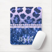 Blue Glitzer Leopard Print Mousepad (Mit Mouse)
