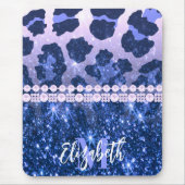 Blue Glitzer Leopard Print Mousepad (Vorne)