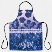 Blue Glitzer Leopard Print Schürze (Vorderseite)