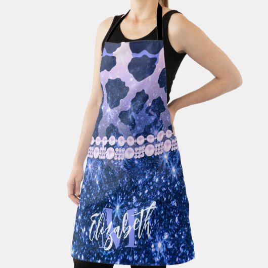 Blue Glitzer Leopard Print Schürze (InSitu)