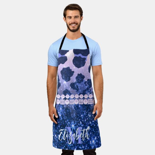 Blue Glitzer Leopard Print Schürze (Getragen)