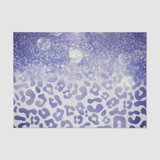 Blue Glitzer Leopard Print Seidenpapier (Vorderseite)