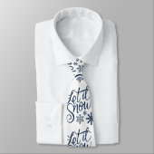 Blue Glitzer Let It Snow Calligraphy Neck Tie Krawatte (Gebunden)