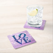 Blue Glitzer LIEBE Lavender Untersetzer Set (Vor Ort)