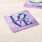 Blue Glitzer LIEBE Lavender Untersetzer Set (angewinkelt)