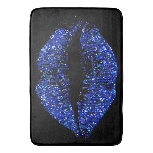 Blue Glitzer Lips #2 Badematte (Vorderseite Vertikal)