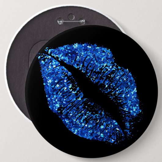 Blue Glitzer Lips #2 Button (Vorne & Hinten)