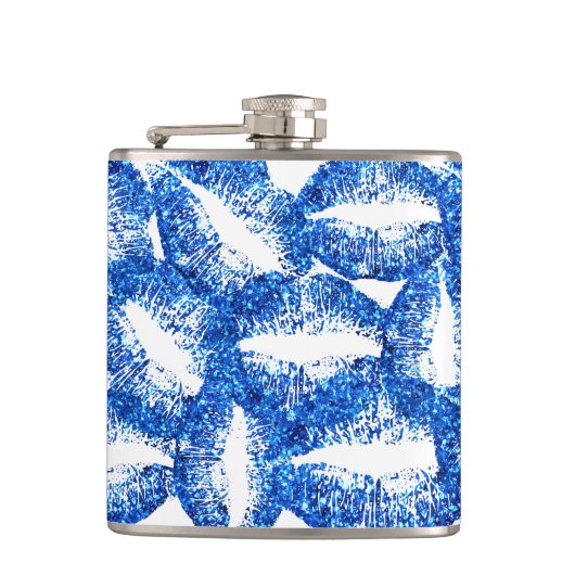 Blue Glitzer Lips #2 Flachmann (Vorderseite)
