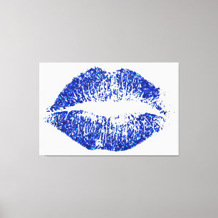 Blue Glitzer Lips #2 Leinwanddruck