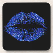Blue Glitzer Lips #2 Untersetzer (Vorderseite)