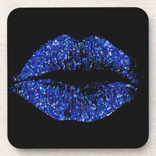 Blue Glitzer Lips #2 Untersetzer (Vorderseite)