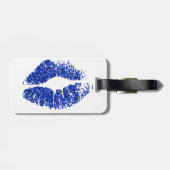 Blue Glitzer Lips #3 Gepäckanhänger (Rückseite horizontal)