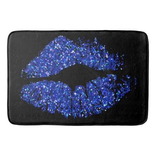 Blue Glitzer Lips Badematte (Vorderseite)