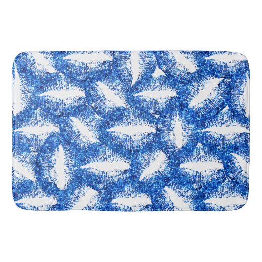 Blue Glitzer Lips Badematte (Vorderseite)