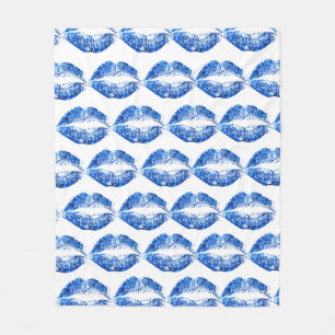 Blue Glitzer Lips Fleecedecke