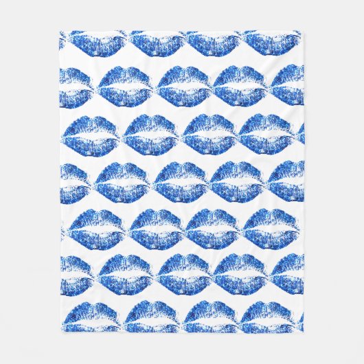 Blue Glitzer Lips Fleecedecke (Vorderseite)