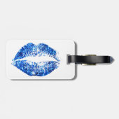 Blue Glitzer Lips Gepäckanhänger (Rückseite horizontal)