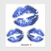 Blue Glitzer Lips - Kiss Cut Aufkleber (Blatt)
