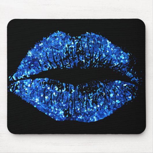 Blue Glitzer Lips Mousepad (Vorne)