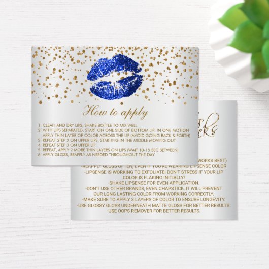 Blue Glitzer Lips on White Instructions (Schreibtisch)