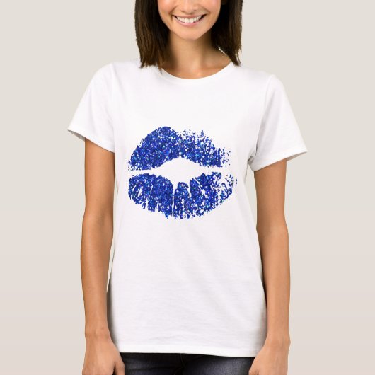 Blue Glitzer Lips T-Shirt (Vorderseite)