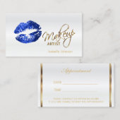 Blue Glitzer Lips Terminkalender auf Weiß 2 Terminkarte (Vorne/Hinten)