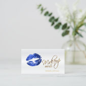 Blue Glitzer Lips Terminkalender auf Weiß 2 Terminkarte (Stehend Vorderseite)