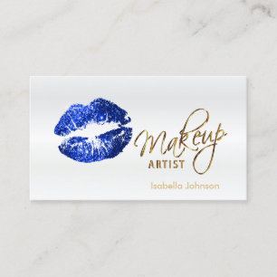 Blue Glitzer Lips Terminkalender auf Weiß 2 Terminkarte