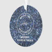 Blue Glitzer Logo Firmenname Frohe Weihnachten Ornament (Vorderseite)