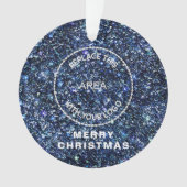 Blue Glitzer Logo Firmenname Frohe Weihnachten Ornament (Vorderseite)