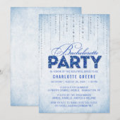 Blue Glitzer Look Junggeselinnen-Abschied Einladun Einladung (Vorne/Hinten)