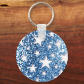 Blue Glitzer Look Stars Schlüsselanhänger (Vorderseite)