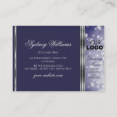 Blue Glitzer Luminous Stars Logo Silber Border Visitenkarte (Rückseite)