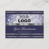 Blue Glitzer Luminous Stars Logo Silber Border Visitenkarte (Vorderseite)