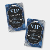 Blue Glitzer Mermaid Letters 16 . Geburtstag VIP Ausweis (Vorder- & Rückseite)