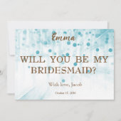 Blue Glitzer Minimal Script Bridesmaid Vorschlag Einladung (Vorderseite)