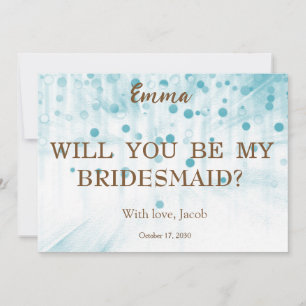 Blue Glitzer Minimal Script Bridesmaid Vorschlag Einladung