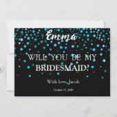 Blue Glitzer Minimal Script Bridesmaid Vorschlag Einladung (Vorderseite)