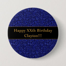 Blue Glitzer mit Meldung zum Geburtstag Button