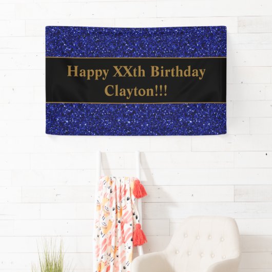 Blue Glitzer mit Message Birthday Banner (Insitu)
