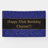 Blue Glitzer mit Message Birthday Banner (Horizontal)