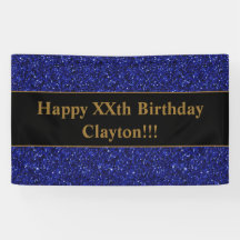 Blue Glitzer mit Message Birthday Banner