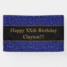 Blue Glitzer mit Message Birthday Banner