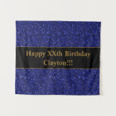 Blue Glitzer mit Message Birthday Tapestory Wandteppich (Vorderseite (Horizontal))