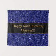Blue Glitzer mit Message Birthday Tapestory