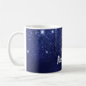 Blue Glitzer Name Skript elegant Kaffeetasse (Links)