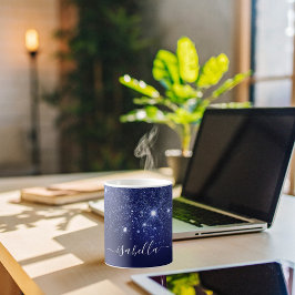 Blue Glitzer Name Skript elegant Kaffeetasse