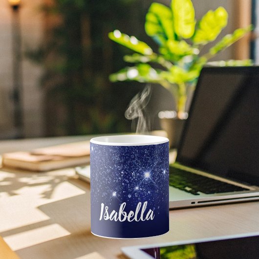 Blue Glitzer Name Skript elegant Kaffeetasse