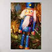 Blue Glitzer Nutcracker Soldat Weihnachtsschmuck Poster (Vorne)